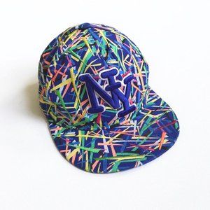Vintage Y2K City Hunter New York Blue Green Orange Multicolor Needle‎ Stitch Hat